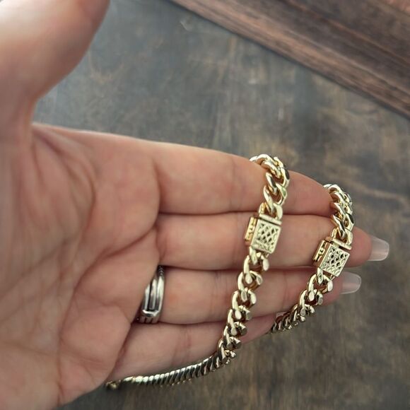 Elegant 14K Gold Plated Monaco Chain Necklace Bracelet Set - Picture 5 of 9